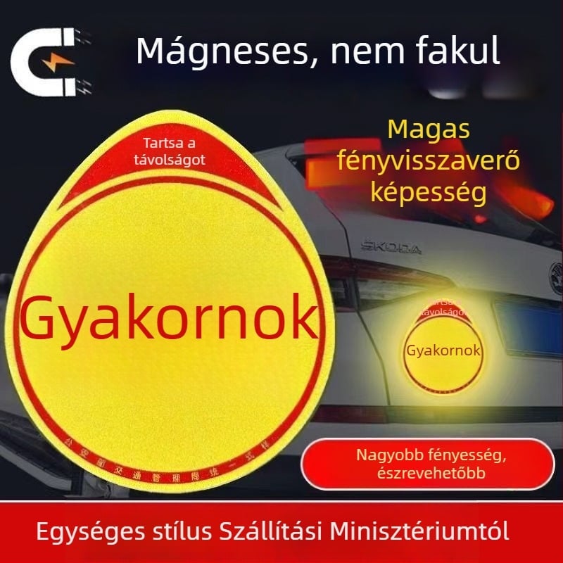 Autókarosszéria matricája figyelmeztető jelekkel, mágneses rögzítés, anyag: Egyéb