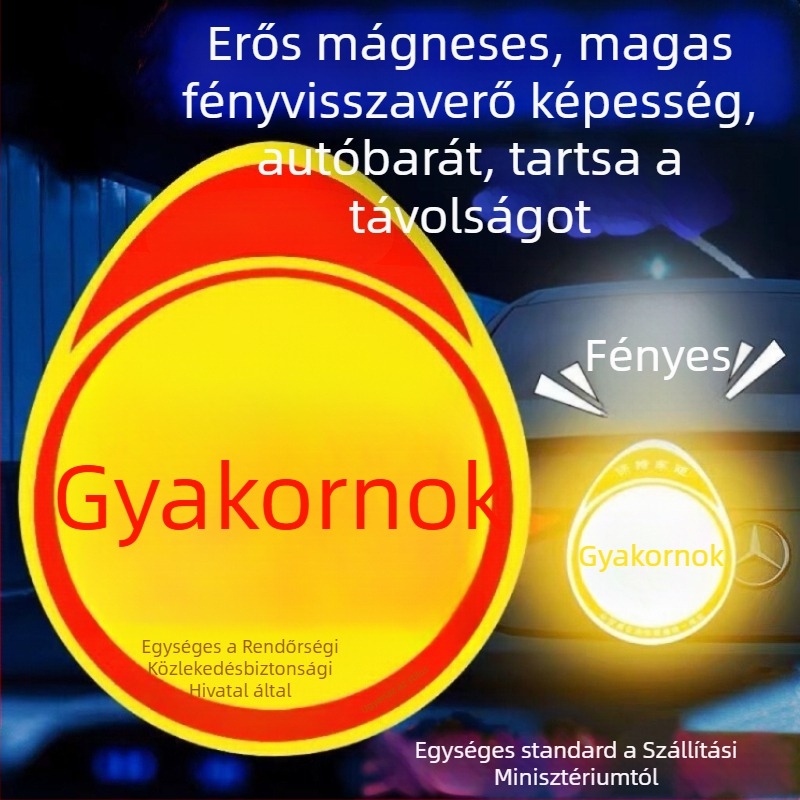 Autókarosszéria matricája figyelmeztető jelekkel, mágneses rögzítés, anyag: Egyéb