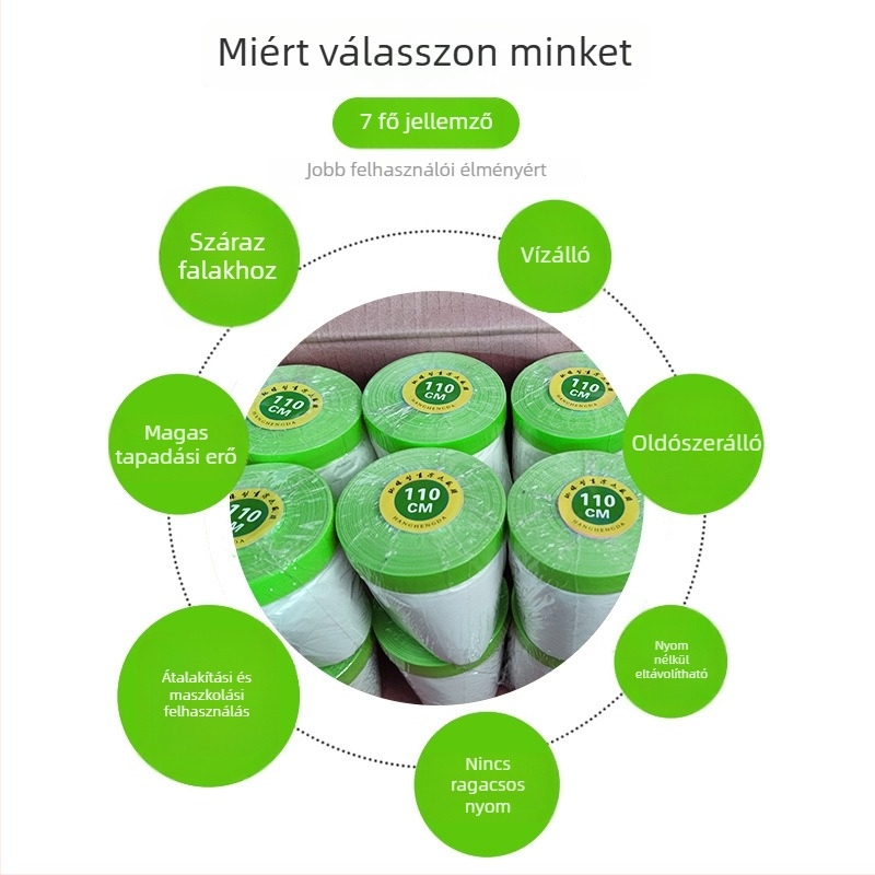 Külső falak maszkolófilje (Bucket Tape sorozat) – 25 m hossz, erős tapadás, testreszabható feldolgozás