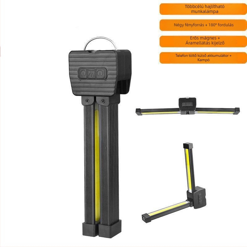 Mágneses COB munka lámpa - 8W, 3.7V, Modell A55, 300-500 lm, 5000K fehér/piros fény