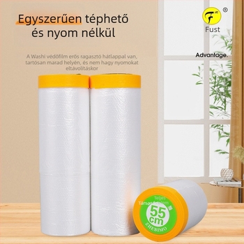 Foster egyszer használatos védő maszkoló fólia festéshez, 0,6 mm vastagság, japán papíralapú alap, kristály ragasztó, átlátszó porvédő fólia otthoni dekorációhoz