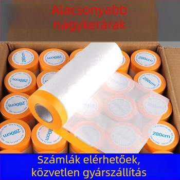 Spray maszkoló film PE filmmel és japán papírral az alapban; porvédő pajzs autók és bútorok festésekor. Szélesség 55–450 cm, hossz 6,5–20 m, átlátszóság 80%, erős tapadás.