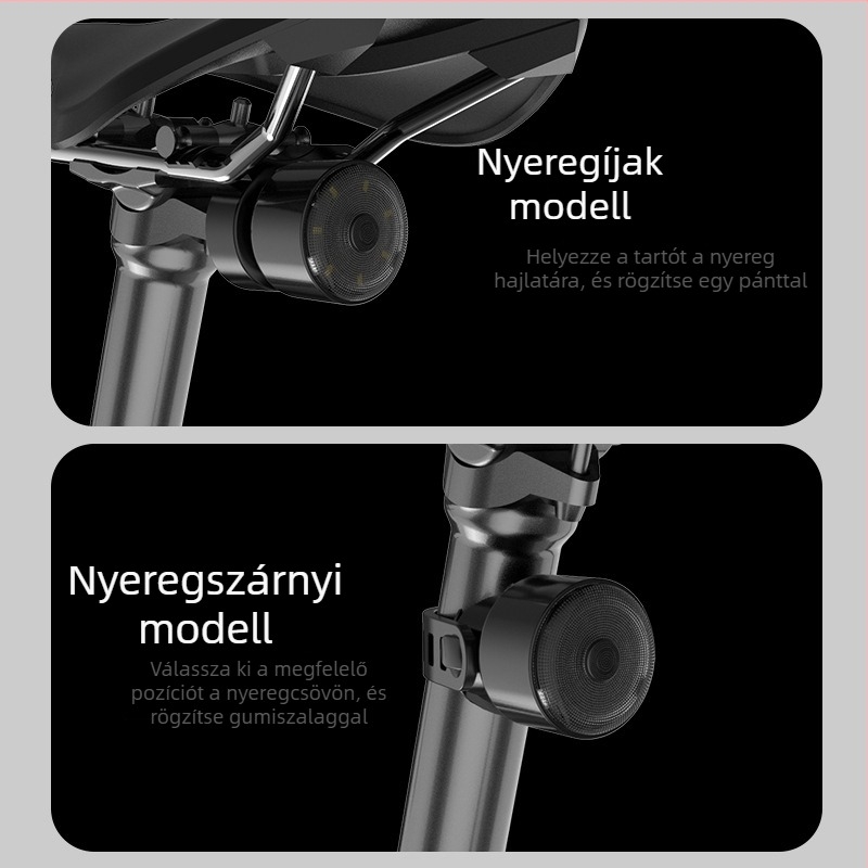 LED kerékpár hátsó lámpa szenzorral, 2W, 300mAh, 50 m-es hatótávolság, testreszabható logó