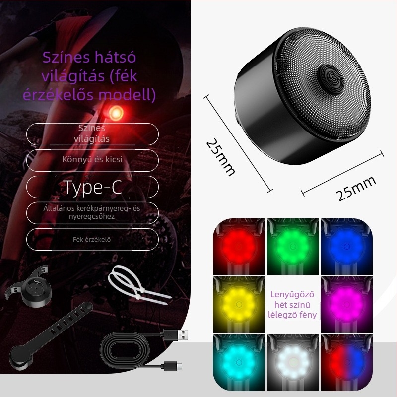 LED kerékpár hátsó lámpa szenzorral, 2W, 300mAh, 50 m-es hatótávolság, testreszabható logó