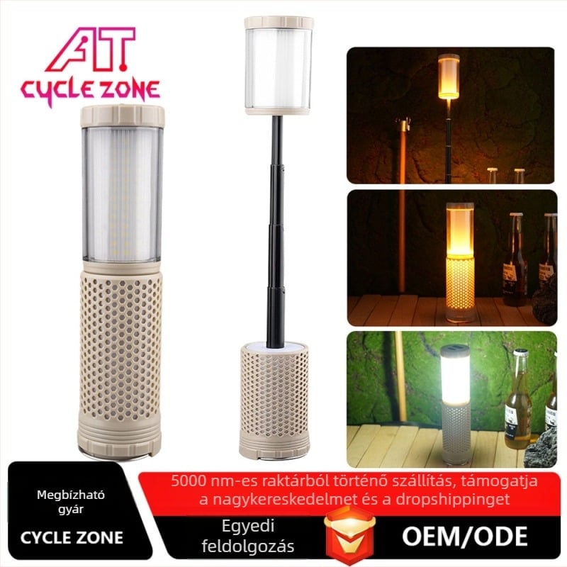 Töltőre csatlakoztatható LED-kemping lámpa teleszkópos kivitelben, 5V/10W, két színű hangulatvilágítás, mágneses munkalámpa