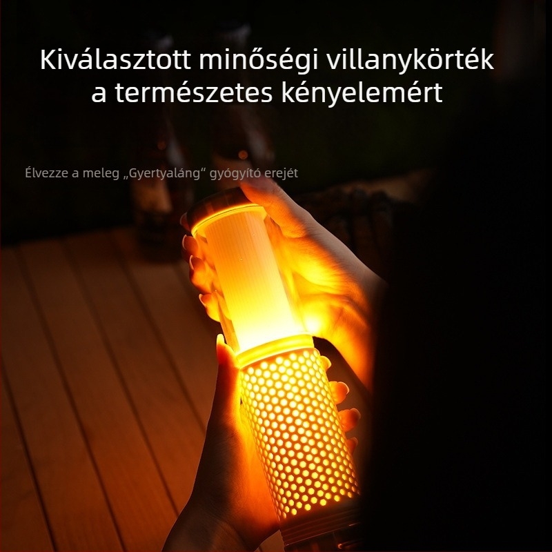 Töltőre csatlakoztatható LED-kemping lámpa teleszkópos kivitelben, 5V/10W, két színű hangulatvilágítás, mágneses munkalámpa