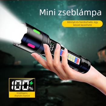 LED COB zseblámpa teleszkópos zoommal (15W, 18650 akkumulátor, LED fényforrás, hatótáv 200–500m)