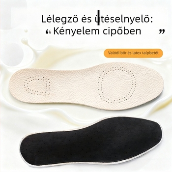 Valódi marhabőr talpbetét latex előre résszel – uniszex, sportcipők és hétköznapi cipők számára, teljes párnázás és ütéscsillapítás