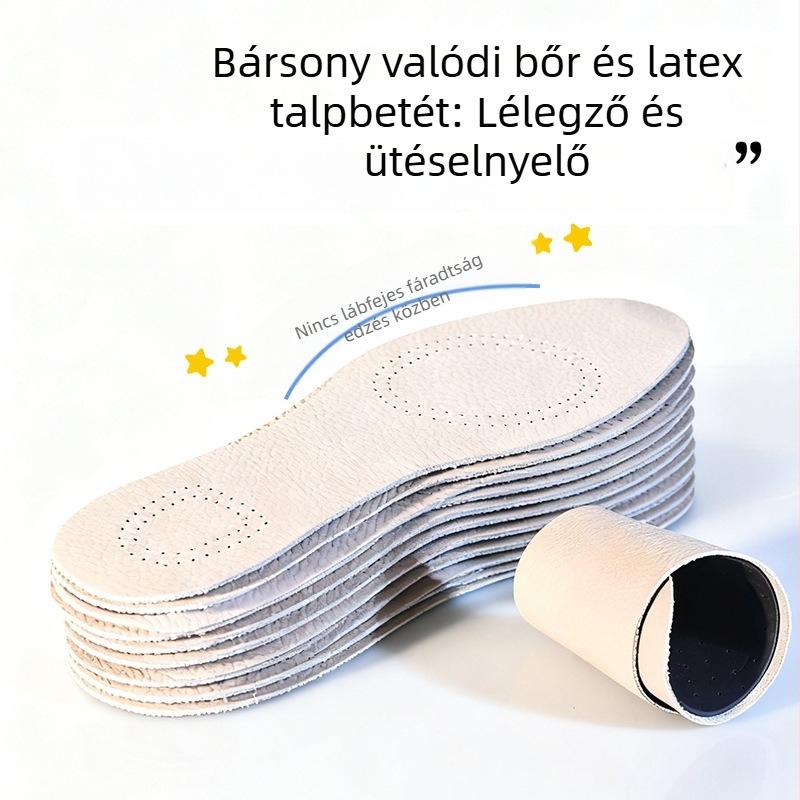 Valódi marhabőr talpbetét latex előre résszel – uniszex, sportcipők és hétköznapi cipők számára, teljes párnázás és ütéscsillapítás
