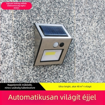 Napelemes kültéri LED falikar, vízálló, 5W, 1.2V, működési idő 6–12 óra
