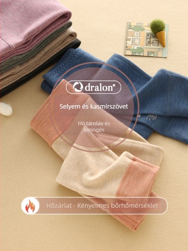 Gyerekeknek készült magas derekú meleg nadrág, uniszex, viszkóz-selyem-kasmír keverék, őszi-téli időszak, 8 évesnél idősebbeknek