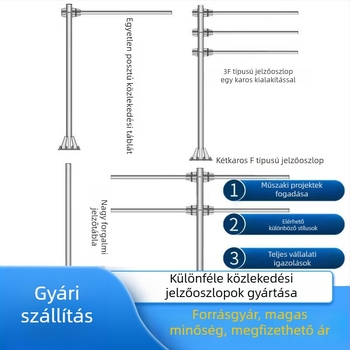 Autópálya irányjelző tábla alumíniumból, egyoszlopos cantilever tartóval, testreszabható, fényvisszaverő film reklámminőségű