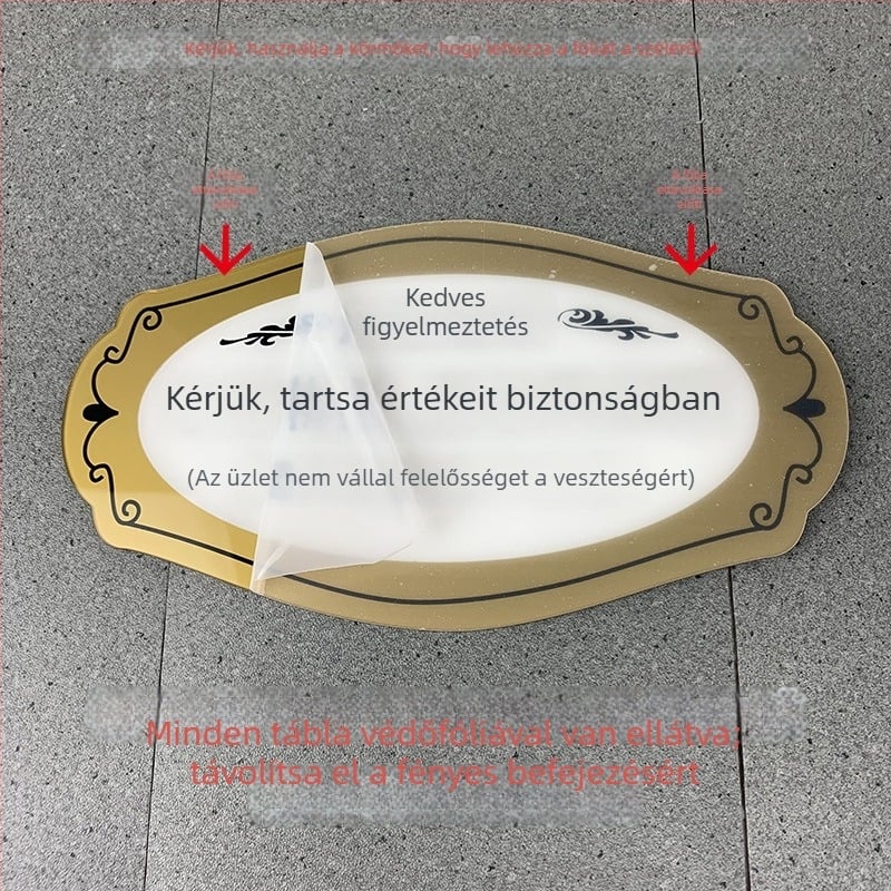 Akril ajtójel és falis matrica – szitanyomás, Jingying márka; különböző helyekre; biztonsági jelzések, italjelzések, portál jelzések