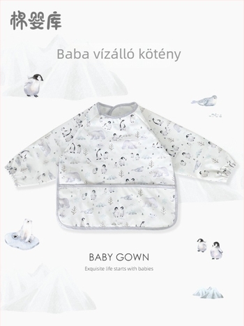 Uniszex hosszú ujjú vízálló baba etető smock, 100% poliészter, kézzel rajzolt minta, négy évszakos használat, 1–3 éveseknek, A osztályú biztonság