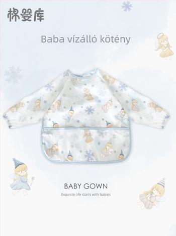 Uniszex hosszú ujjú vízálló baba etető smock, 100% poliészter, kézzel rajzolt minta, négy évszakos használat, 1–3 éveseknek, A osztályú biztonság