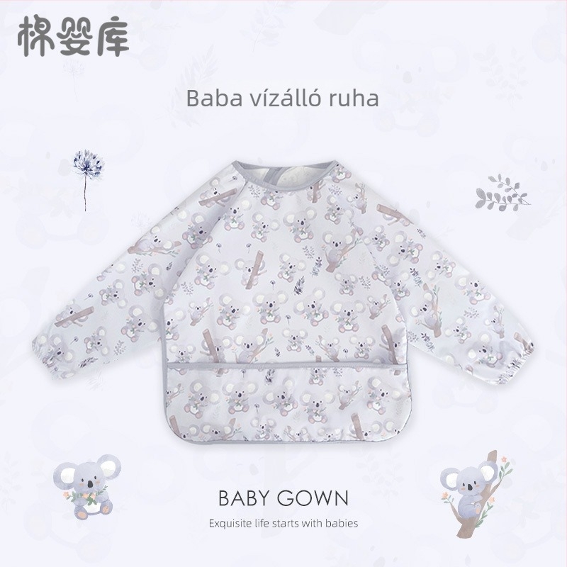 Uniszex hosszú ujjú vízálló baba etető smock, 100% poliészter, kézzel rajzolt minta, négy évszakos használat, 1–3 éveseknek, A osztályú biztonság