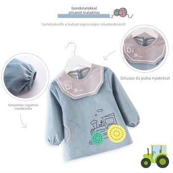 Vízálló baba etető kötény karikatúra mintával, uniszex, 1–3 év, 100% poliészter