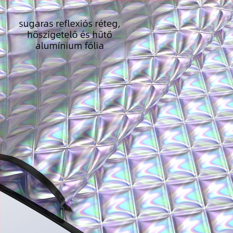 Autók havas szélvédővédő takaró teleszkópos szereléssel, univerzális illeszkedés, anyag Laser Titanium Silver+, gradient mintázat, egyszerű stílus