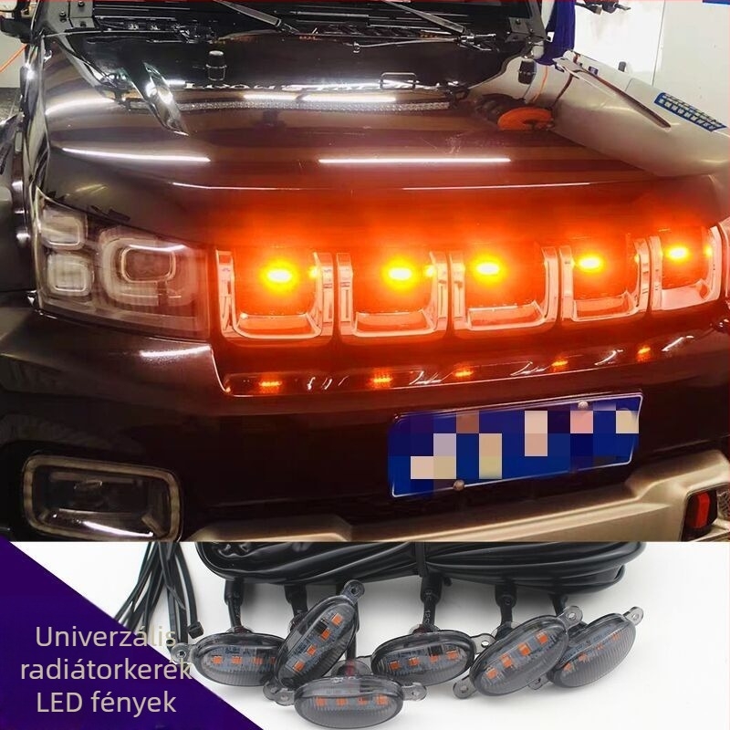 Autógrill LED-lámpa terepjárókhoz rovarvédő hálóval, elülső dekoratív világítás, univerzális illeszkedés