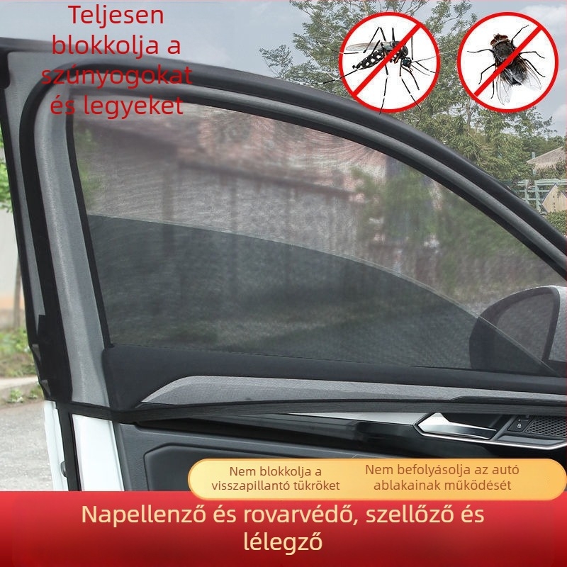 Autóablak hálós napvédő és szúnyogháló – lélegző, átlátszó, függesztett rögzítés, testreszabható feldolgozás