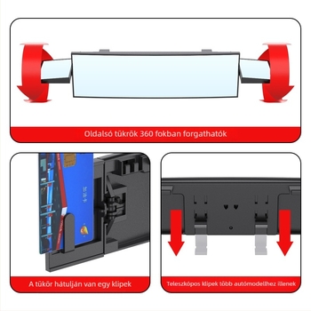 Autó hátrafelé néző tükör kiterjesztett látómezővel, gömb alakú üveg tükör, Shunwei márka, kompatibilis a legtöbb modellhez