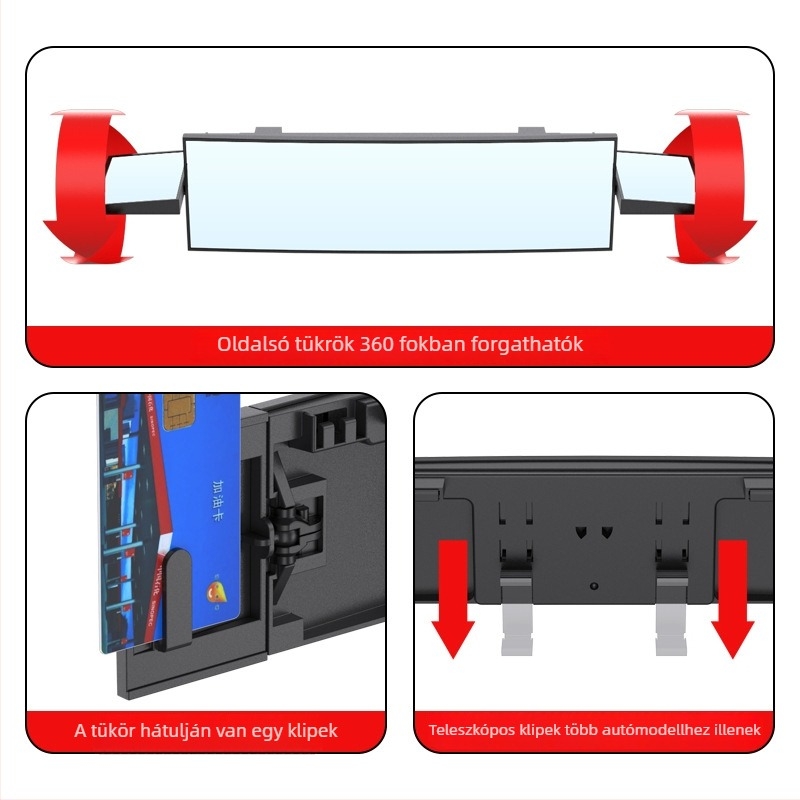Autó hátrafelé néző tükör kiterjesztett látómezővel, gömb alakú üveg tükör, Shunwei márka, kompatibilis a legtöbb modellhez