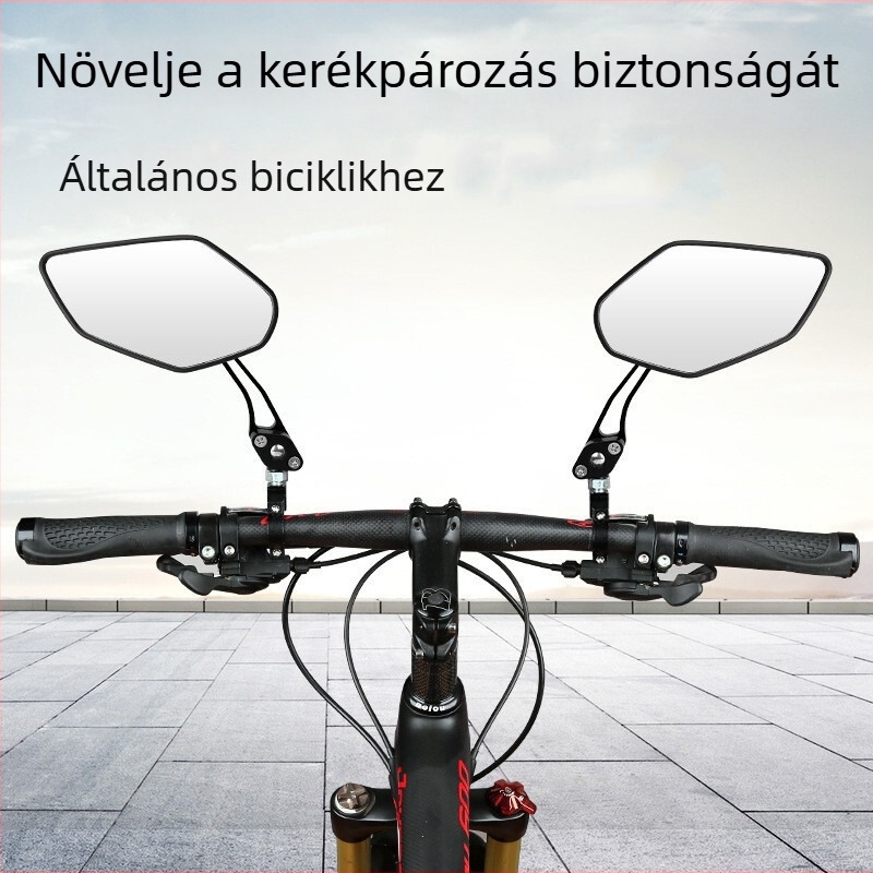 Kerékpár hátsó tükör, 360°-os forgás, alumínium ötvözet, HD üveg tükör, sík reflektor