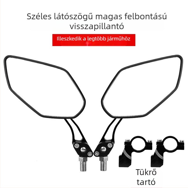 Kerékpár hátsó tükör, 360°-os forgás, alumínium ötvözet, HD üveg tükör, sík reflektor