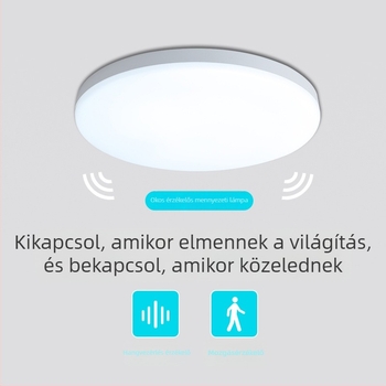 LED mennyezeti lámpa háromvédelmi funkcióval és radaros mozgásérzékelővel, hang- és fényvezérléssel, 220V, 10–15 m² hatótáv, ideális folyosóra és balkonnak