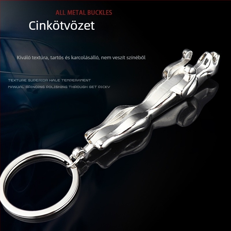 Leopárd fej kulcstartó - autókulcsmedál, cinkötvözet, modern minimalist ajándék apának