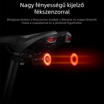 ACRUNU kerékpár hátsó fény intelligens érzékelővel, USB tölthető, IP65 vízálló, 5 mód