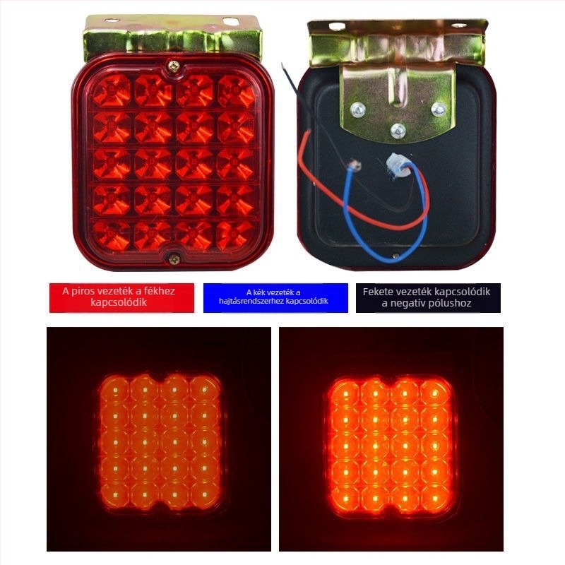 Kamion LED villogó fény, kettős feszültségű ellátású 24V/12V, hátsó riasztó fény szekvenciális villogással és ködfénnyel