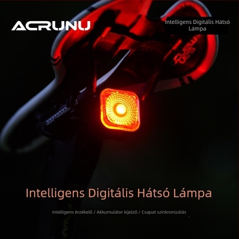 ACRUNU kerékpár hátsó lámpa intelligens szenzorral, vízálló, 30 g (Hosszú akkumulátor‑élettartam; Vízálló dizájn; Súly 30 g)