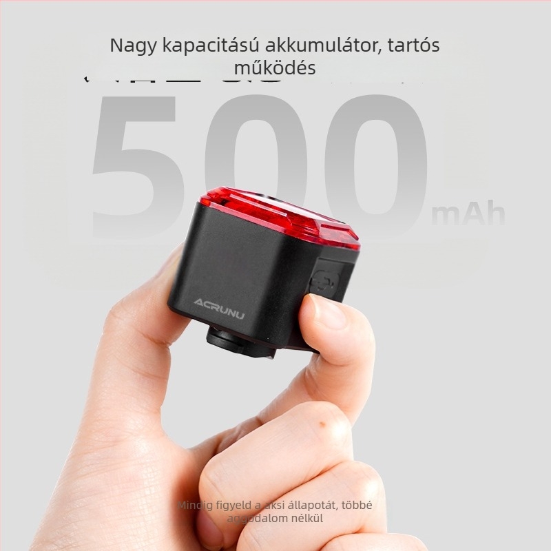 ACRUNU kerékpár hátsó lámpa intelligens szenzorral, vízálló, 30 g (Hosszú akkumulátor‑élettartam; Vízálló dizájn; Súly 30 g)