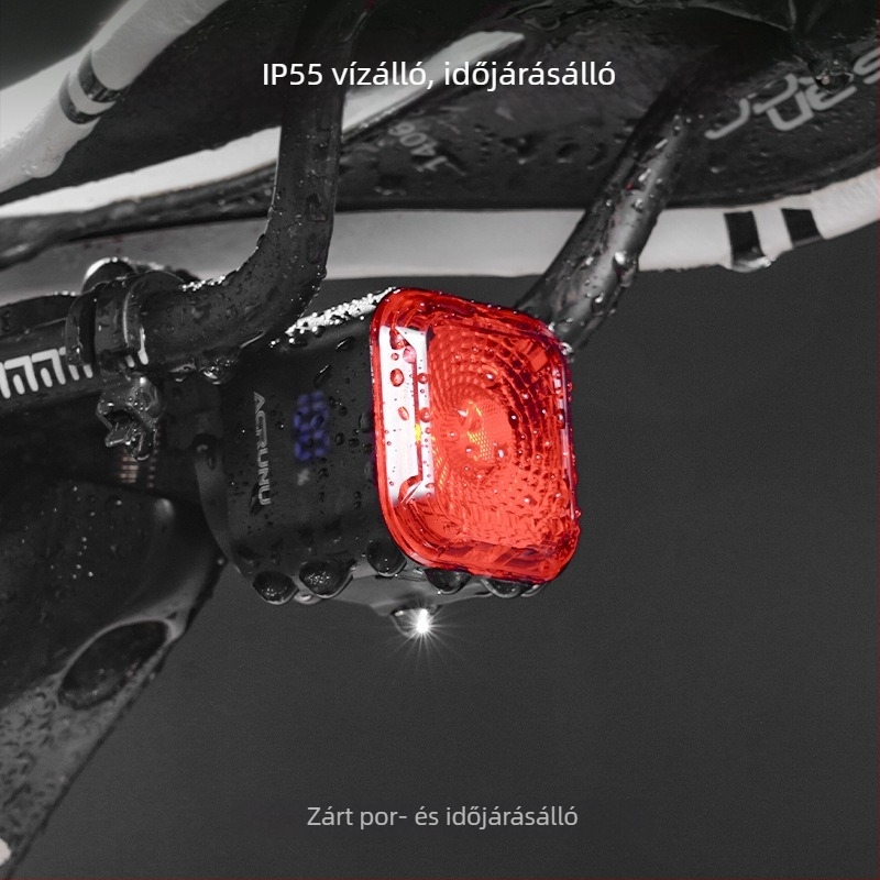 ACRUNU kerékpár hátsó lámpa intelligens szenzorral, vízálló, 30 g (Hosszú akkumulátor‑élettartam; Vízálló dizájn; Súly 30 g)