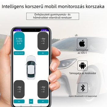 Bluetooth gumiabroncsnyomás-figyelő - külső TPMS digitális kijelzővel, autók, teherautók és motorkerékpárok számára, magas pontosságú 0.7-7 bar