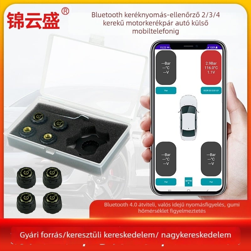 Bluetooth gumiabroncsnyomás-figyelő - külső TPMS digitális kijelzővel, autók, teherautók és motorkerékpárok számára, magas pontosságú 0.7-7 bar