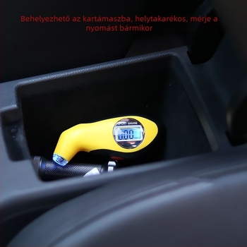 Magas pontosságú digitális autógumi nyomásmérő LCD-kijelzővel és barométerrel, hordozható