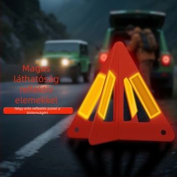 Összecsukható autó-triángulus figyelmeztető jel, hosszú távú reflexiós fénnyel – balesetekhez és vészhelyzeti parkoláshoz, ABS anyag, éves átvizsgálatra szánt készlet