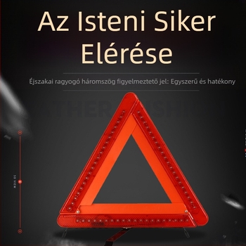 LED-del világított háromlábú autófigyelmeztető háromszög, anyag: benzen + vas, tápegység: 3×5 elemek