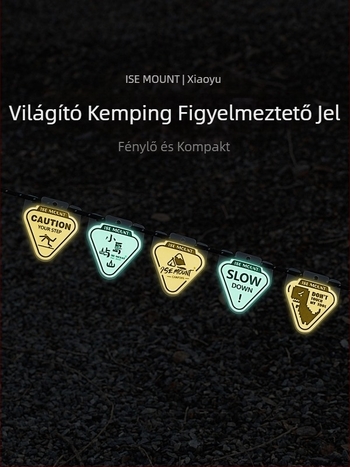 ISE MOUNT Kültéri fénylő kemping figyelmeztető jel, hordozható PP lemez, háromszög alakú fény