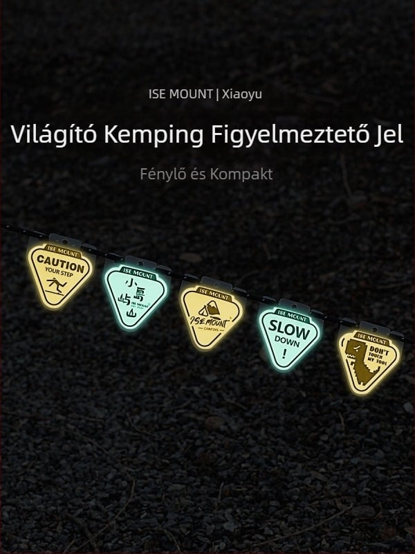 ISE MOUNT Kültéri fénylő kemping figyelmeztető jel, hordozható PP lemez, háromszög alakú fény
