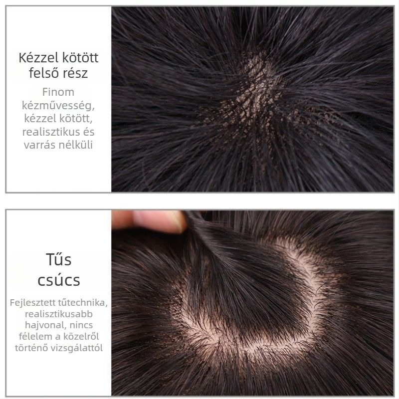 Férfi paróka, valódi emberi haj, modell w1562, mechanizmus-alapú kezelés, ősz haj fedése