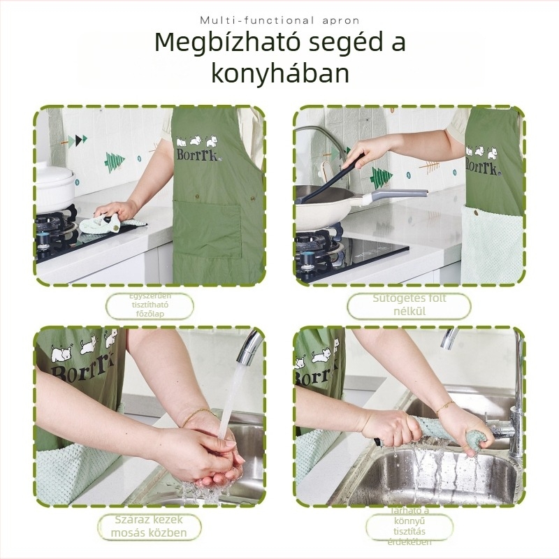 Taslan anyagú konyhai kötény hosszú ujjas, olaj- és vízlepergető, friss stílusú, mintás rajzfilm motívummal, felnőtteknek.
