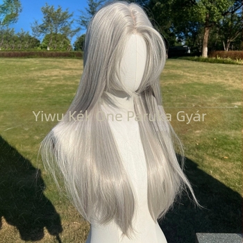 Hosszú, egyenes frufru paróka, japán selyem, SM014 modell, mechanizmus, könnyen viselhető, mindennapi viselethez