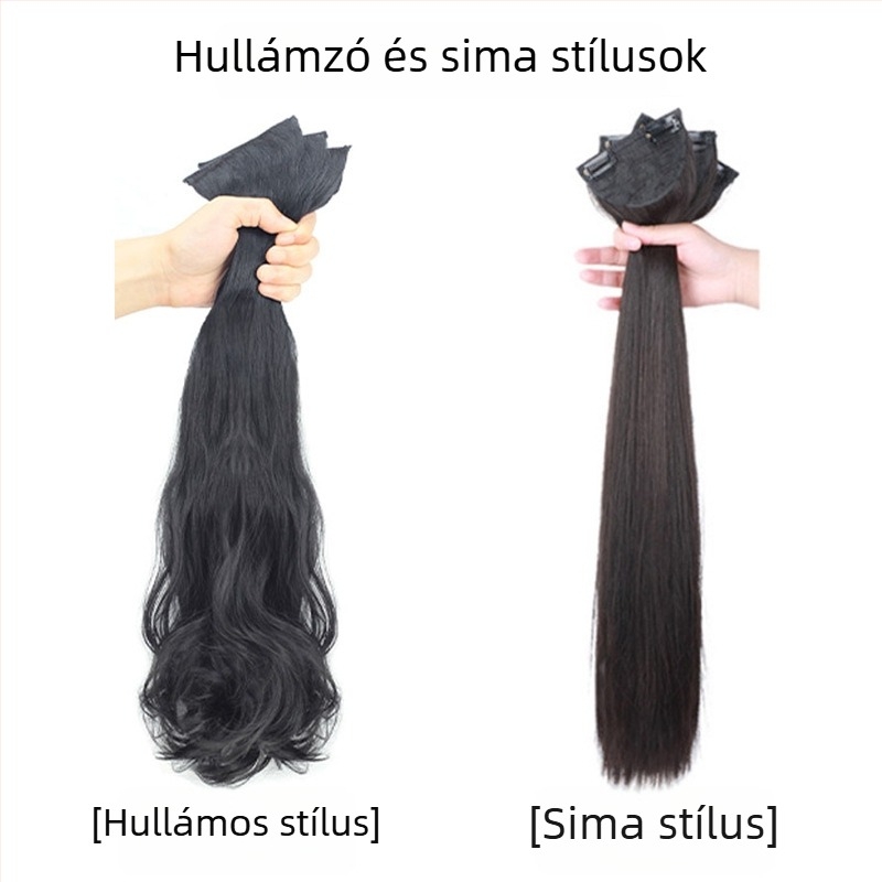 Női paróka, hosszú egyenes szintetikus haj, 3 darabos kémiai rost készlet, hőálló, hő nélküli festés, ősi stílus