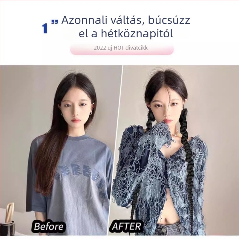Punk csavart copf paróka lófarokkal, hőálló szintetikus hajból, festés melegítés nélkül, Kaifei Beauty