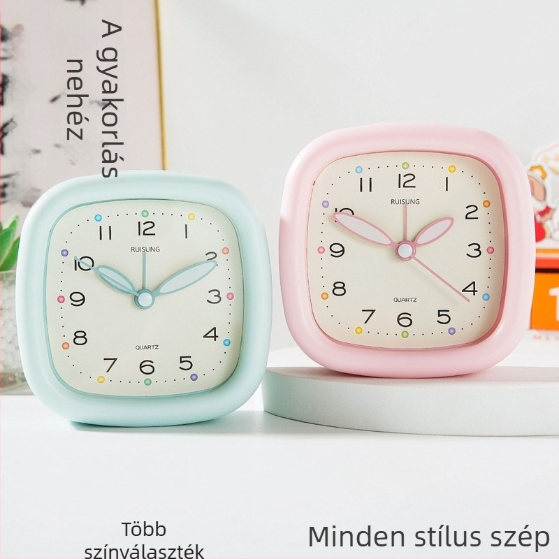 Qingyi ébresztőóra diákoknak, LCD kijelző analóg és digitális olvasással, elemmel működik, sima másodperces mozgás, 32 mm vastagságú műanyag ház