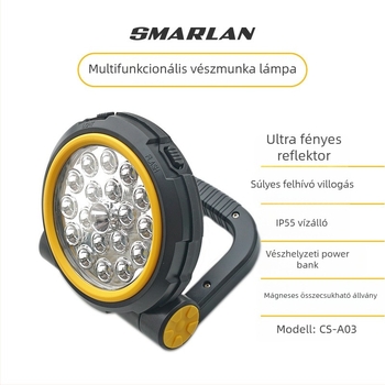Autó sürgősségi LED-reflektor SOS funkcióval, multifunkcionális kempingfény (10 W, 1000 lm, 5 V, 6000 K, Cs-a03)