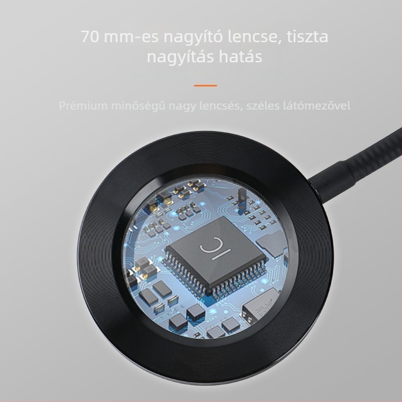 Árnyék nélküli LED Szépséglámpa nagyítóval – USB-s asztali lámpa szempillákra, körmök és tetoválásokhoz (Model SL825, fém árnyékoló, CRI ≥90)